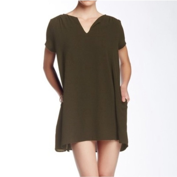Lush Olive Green Shift Dress with pockets Size Large - Picture 1 of 8
